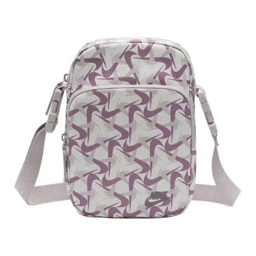 Nike Heritage Polyester Shoulder Bag, Crossbody Bag Women's Canvas & White Gold & Purple & Taupe