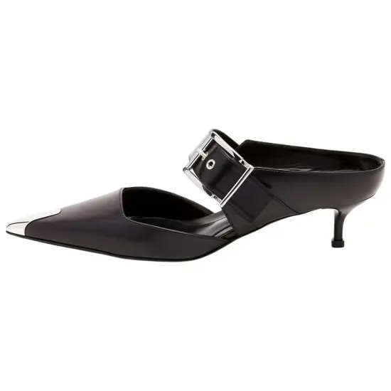 Alexander McQueen Punk Buckle Pointed Toe Mules Women's