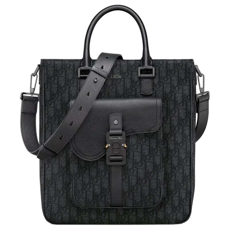 DIOR Saddle Oblique Jacquard Canvas Tote Bag, Shopping Bag, Shoulder Bag, Crossbody Bag, Handbag Regular Men's Black