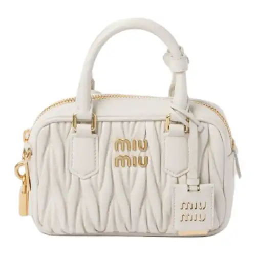 MIU MIU Arcadie Leather Shoulder Bag, Crossbody Bag, Handbag Small Women's White