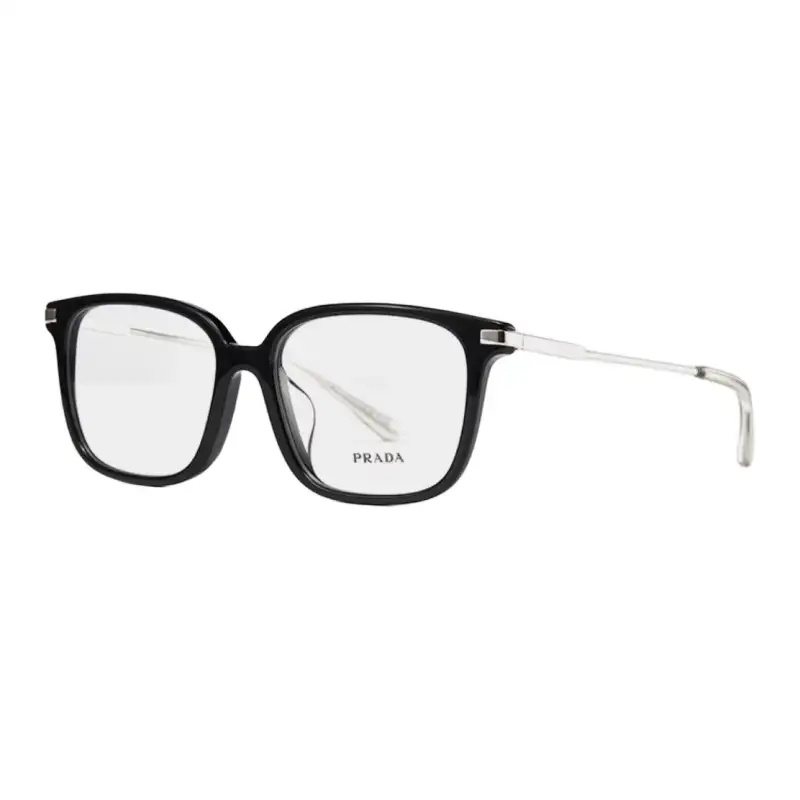 PRADA Plate Frame Metal Square Eyeglass Frames Unisex Black/Gray