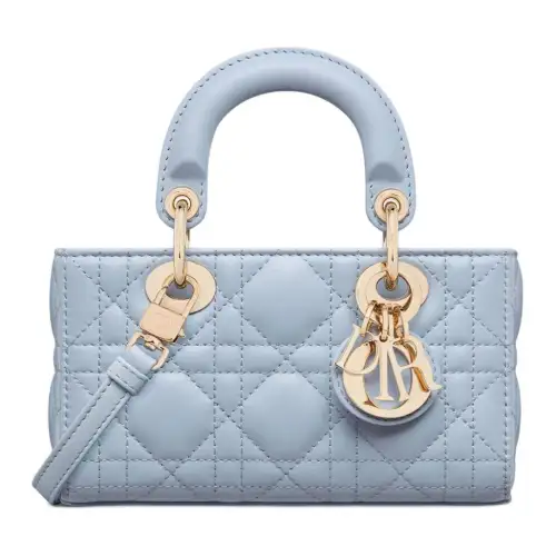 DIOR Lady D Joy Lambskin Handbag, Shoulder Bag, Crossbody Bag, Handbag Mini Women's Light Blue