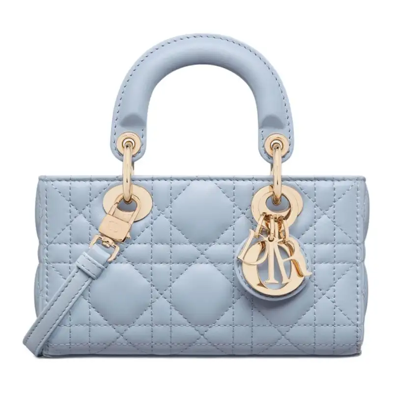 DIOR Lady D Joy Lambskin Handbag, Shoulder Bag, Crossbody Bag, Handbag Mini Women's Light Blue