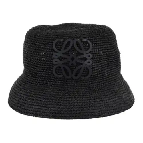 LOEWE Raffia Bucket Hats Women's Black