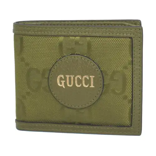 GUCCI Recycled Nylon With Leather Wallet Men's Green