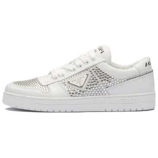 PRADA Crystal embellished Leather Sneakers