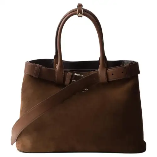 PRADA Leather Tote Bag, Shopping Bag, Handbag Large Women's Cocoa Brown