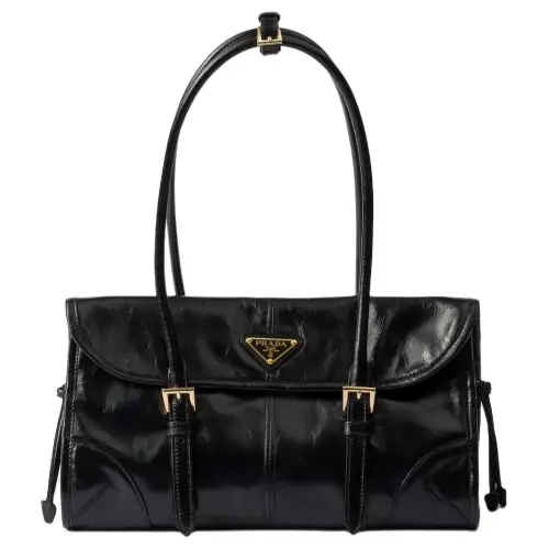 PRADA Leather Handbag, Shoulder Bag Medium Women's Black