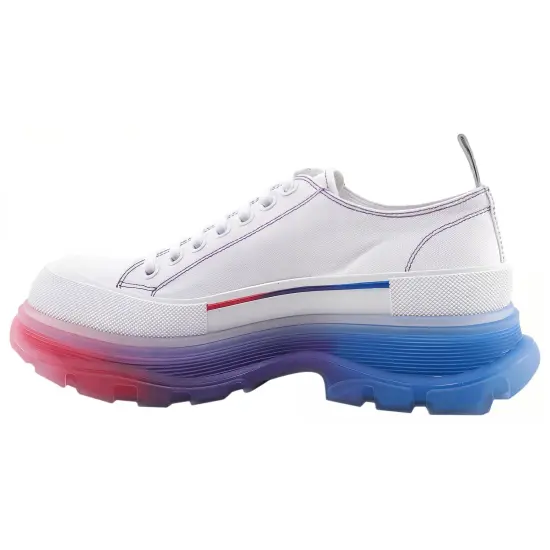 Alexander McQueen Tread Slick Low Lace Up Clear Sole White Off-White Bright Red