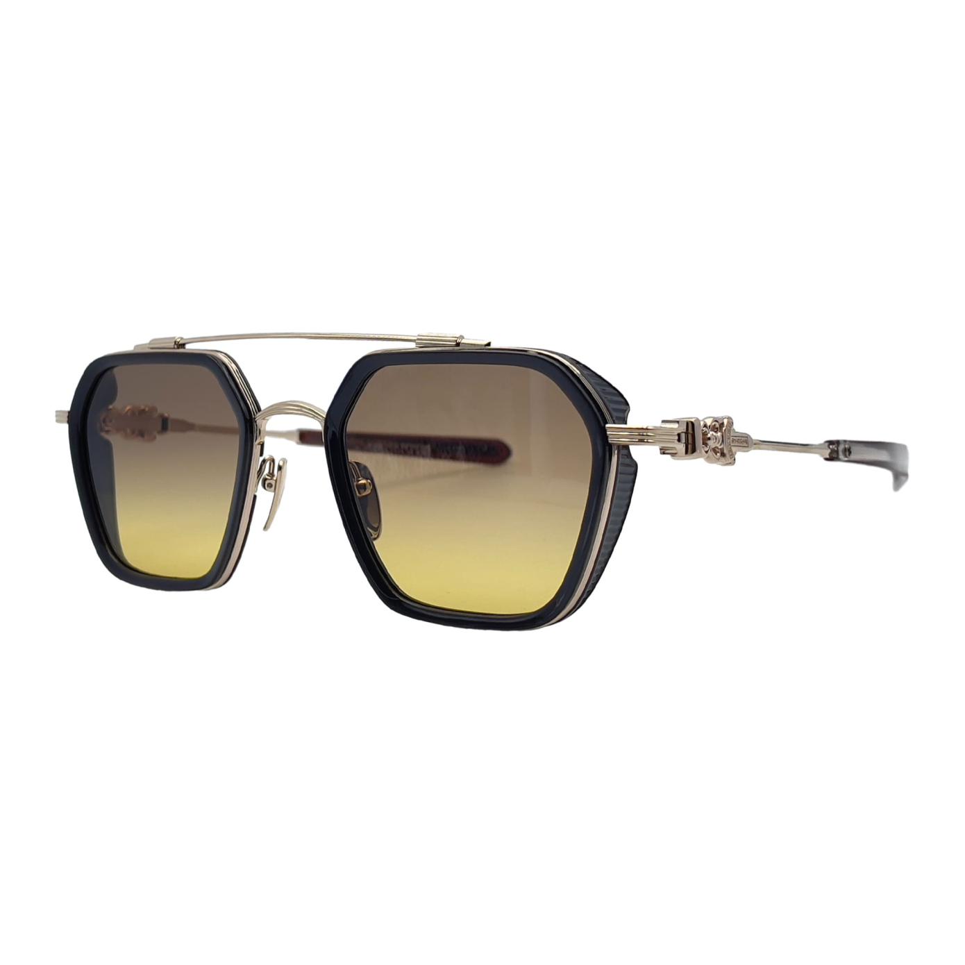 Chrome Hearts Acetate Titanium Irregular Shape Sunglasses Unisex Black