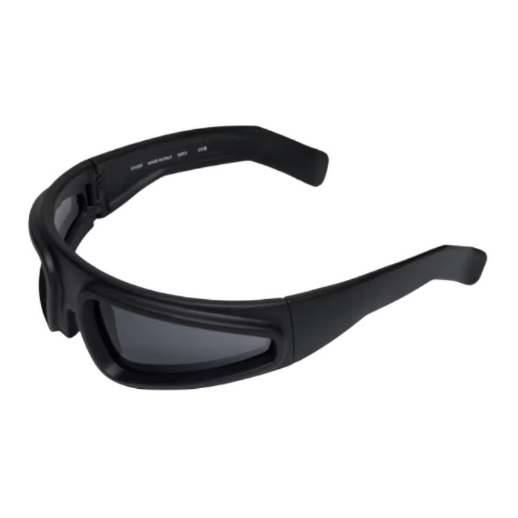 RICK OWENS/RO Nylon Irregular Shape Sunglasses Men's Black