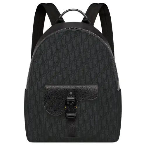 DIOR Saddle Oblique Jacquard Canvas Backpack Regular Men's Black