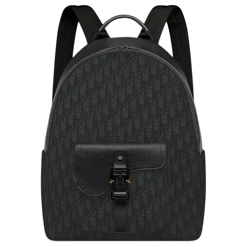 DIOR Saddle Oblique Jacquard Canvas Backpack Regular Men's Black