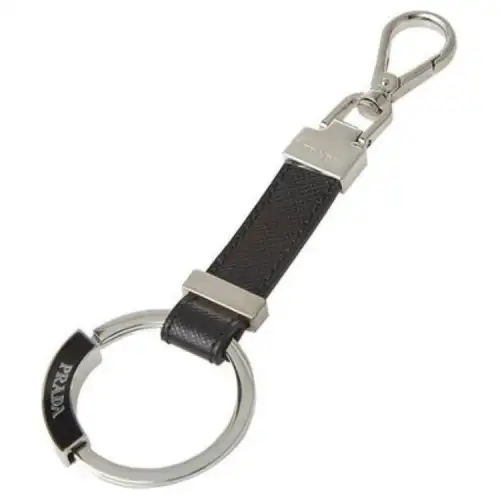 PRADA Leather Keychains Unisex Black