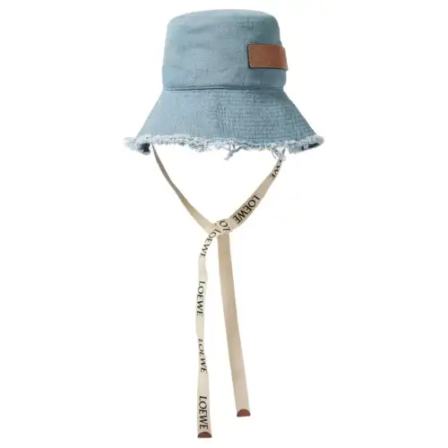 LOEWE Leather, Denim Bucket Hats Women's Blue