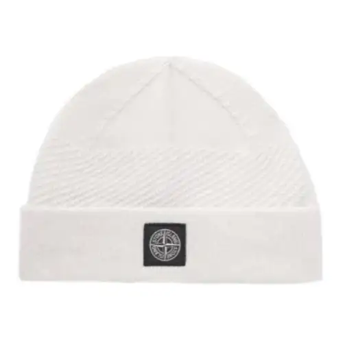 STONE ISLAND Wool Beanies Men's Natural White