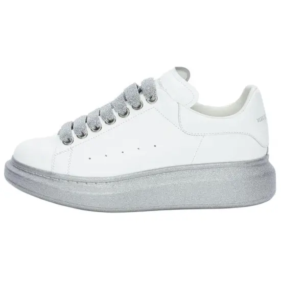 Alexander McQueen Oversized White Silver Glitter Sole Women's