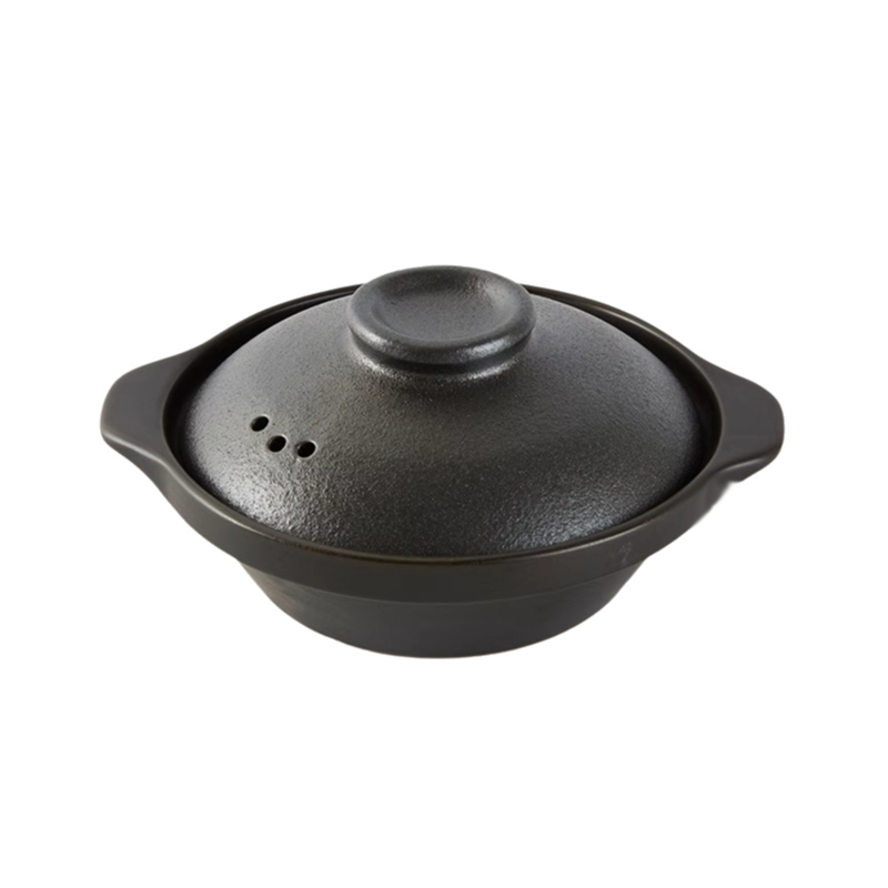 NITORI Japanese original design school season home cooking pure black high-looking minimalist retro porridge anti-scalding large-capacity soup pot kitchen double-ear flat pot NR109-3 Muji style ins style