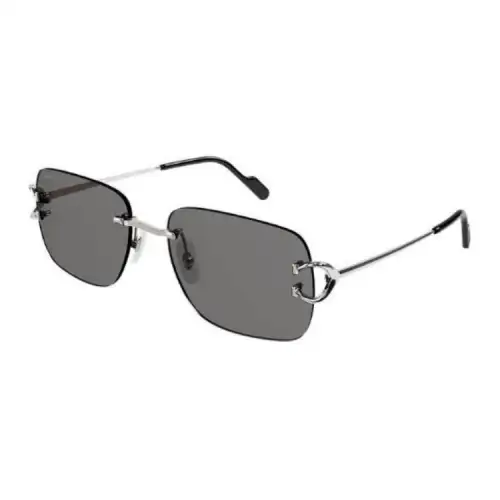 CARTIER Metal Square Sunglasses Men's Silver