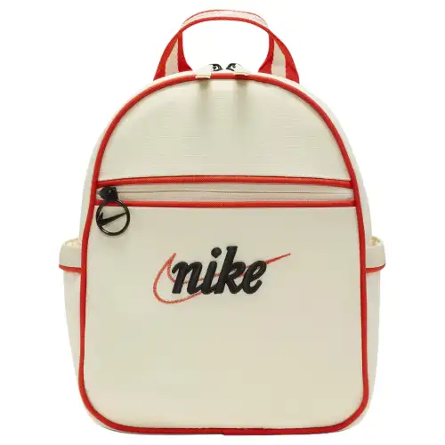 Nike Polyester Backpack Mini Unisex Coconut Milk With Leather & Cant Red & Black