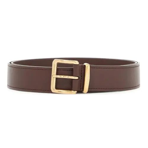 MIU MIU Solid Color Styling, Pin Buckle Calfskin Leather Belts Women's Brown