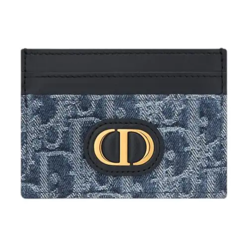 DIOR 30 Montaigne Jacquard Canvas With Jacquard Denim Card Holder Card Holder Women's Blue