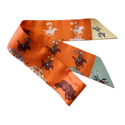 HERMES Silk Scarves Women's Orange