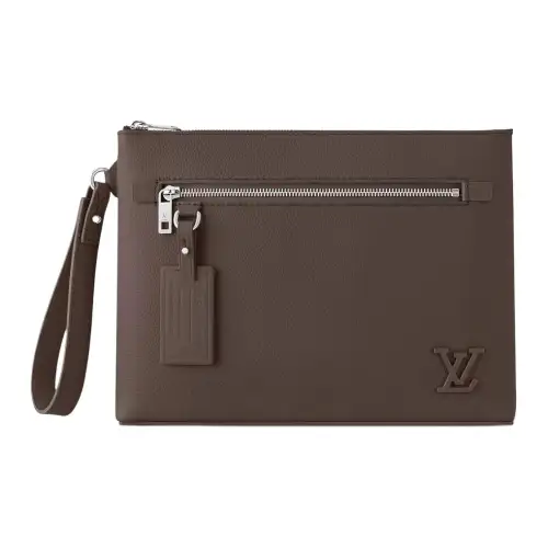 LOUIS VUITTON TAKEOFF Leather Clutch Men's Elephant Gray