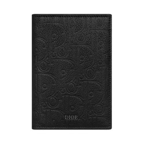 DIOR Calfskin Passport Holder Men's Black