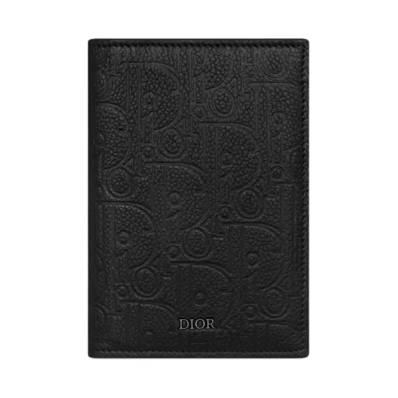 DIOR Calfskin Passport Holder Men's Black