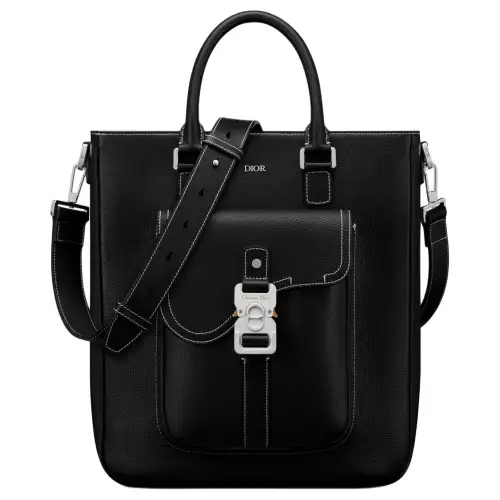 DIOR Saddle Grain Calfskin Tote Bag, Shopping Bag, Shoulder Bag, Crossbody Bag, Handbag Men's Black