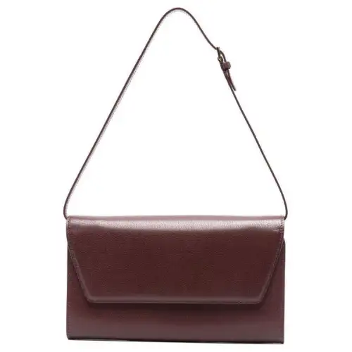THE ROW Cow Leather Clutch Shoulder Bag Unisex Burgundy
