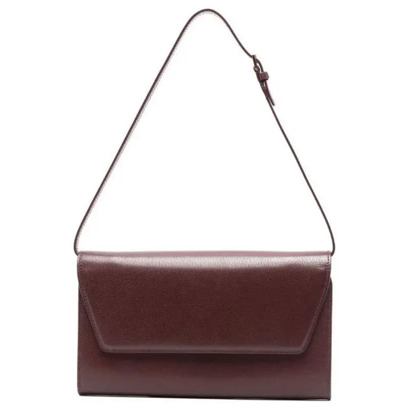 THE ROW Cow Leather Clutch Shoulder Bag Unisex Burgundy