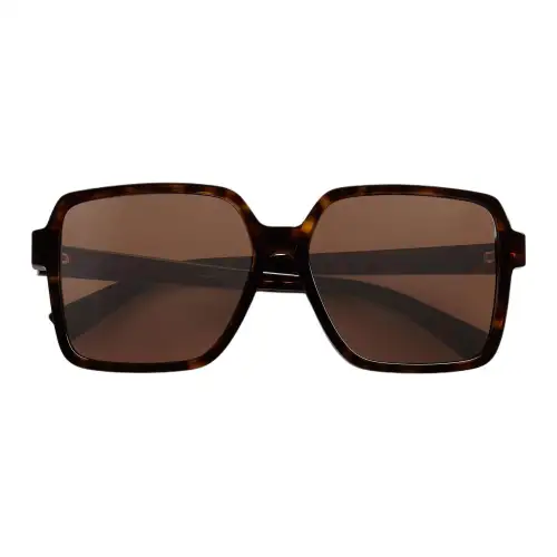 Bottega Veneta Plastic Irregular Shape Sunglasses Women's Brown