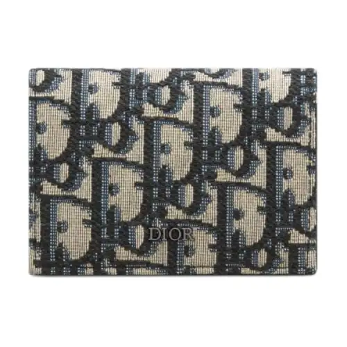 DIOR Jacquard Wallet Unisex Beige & Black