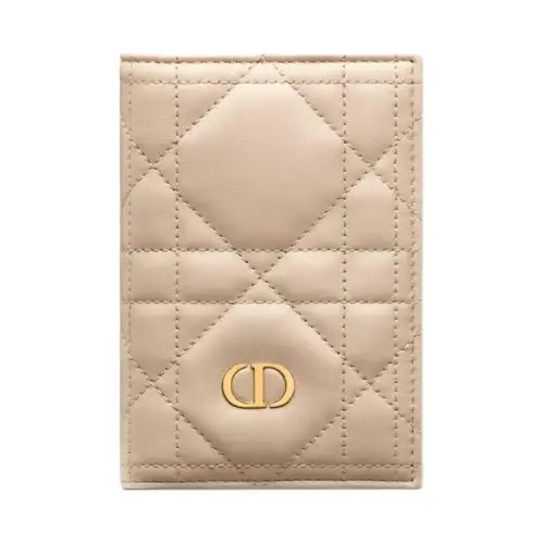 DIOR Miss Caro Sheepskin Passport Holder Women's Pink Beige