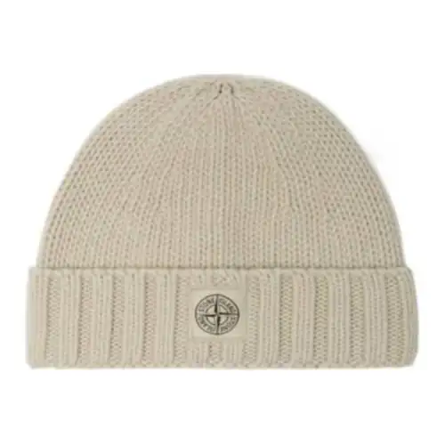STONE ISLAND Wool Beanies Men's Ecru
