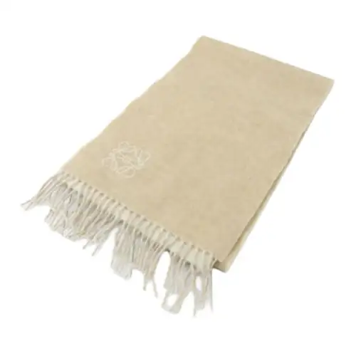 LOEWE Patterned Print Cashmere Knit Scarves Women's Beige