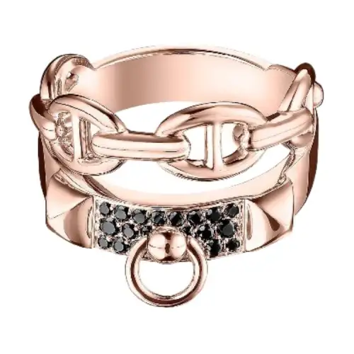 HERMES 18K Rose Gold With Spinels Rings Women's