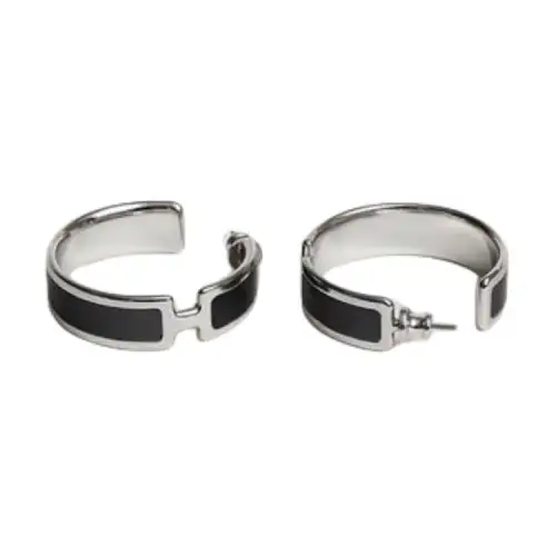 HERMES Calfskin Earrings Men's Black