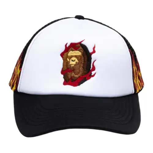 Bape Embroidery Fire Logo Trucker Cap