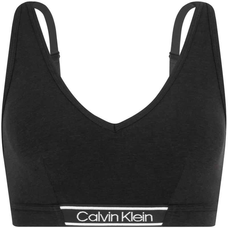 CALVIN KLEIN Jacquard Wireless Light Sports Comfortable Removable Pad Deep V Bra Women's Space Black