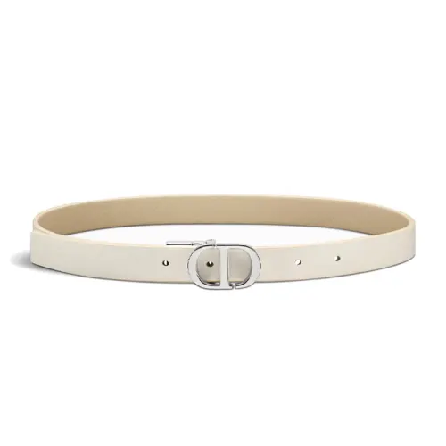 DIOR Metal Leather Belts Women's Milk White/Beige Width 2CM