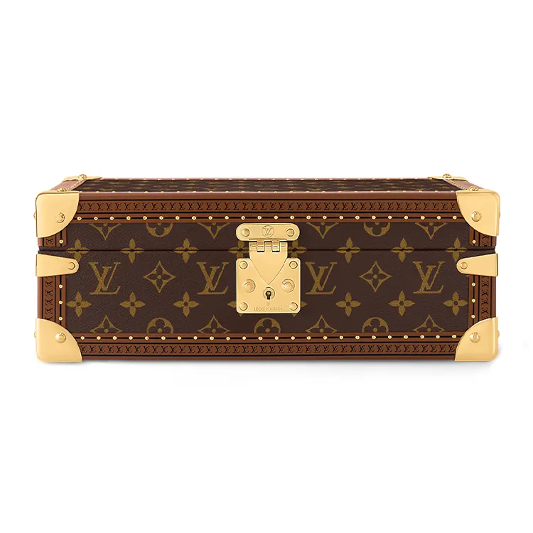 LOUIS VUITTON Leather Trim Hard Case Storage Box Unisex Brown