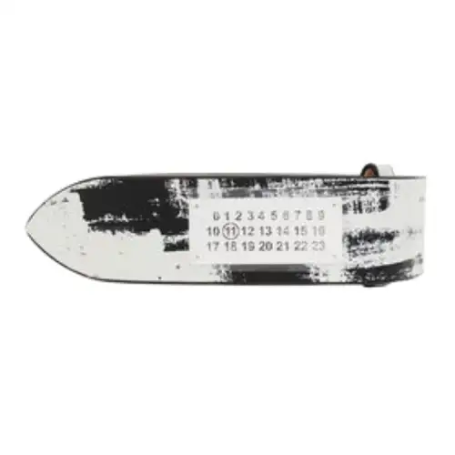 Maison Margiela Badge Patch Design Leather Belts Men's White Width 4.5CM