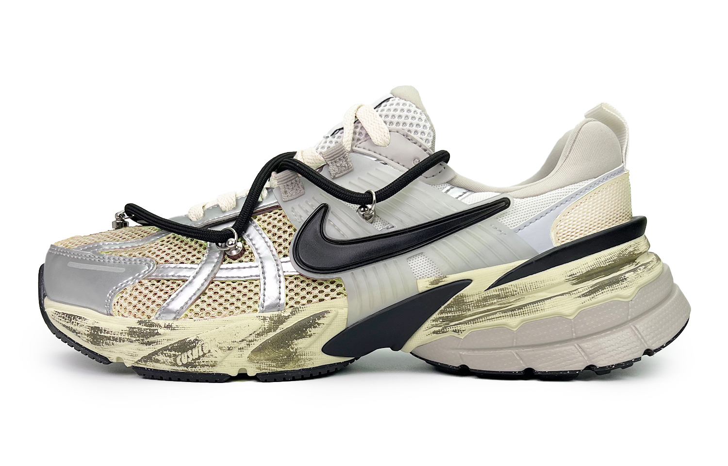 Nike V2K Run Slip Resistant Low top Running Shoes Unisex Green Silver