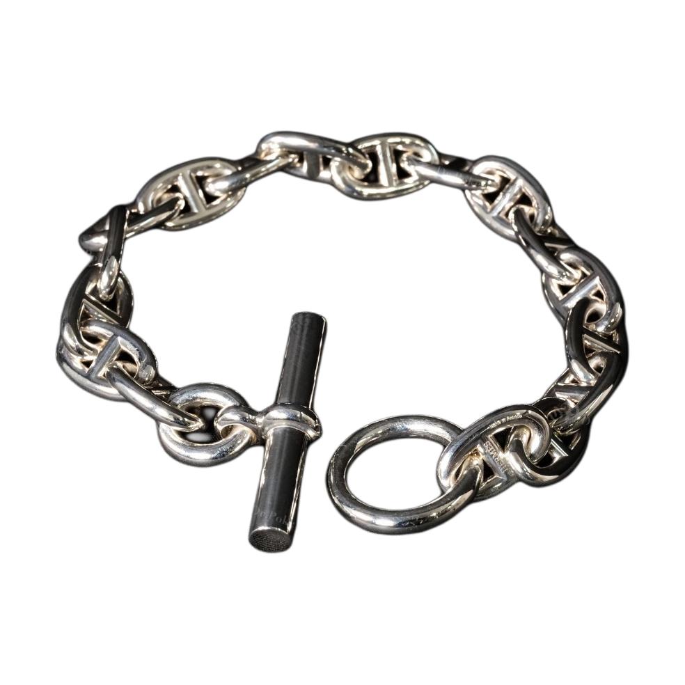 HERMES Chaine D'Ancre 925 Sterling Silver Bracelets Men's Silver