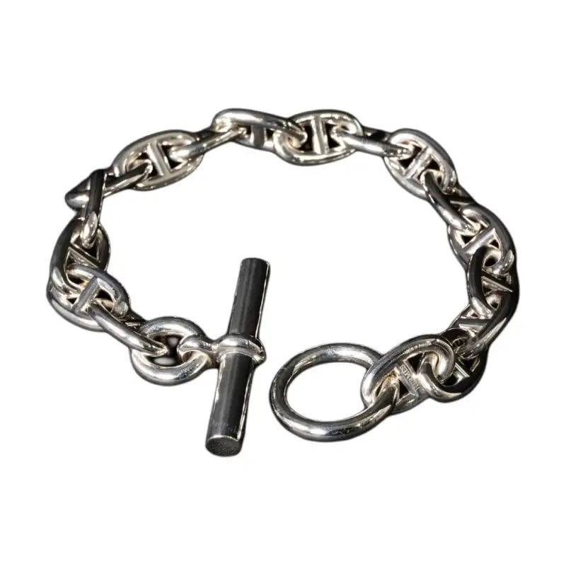 HERMES Chaine D'Ancre 925 Sterling Silver Bracelets Men's Silver