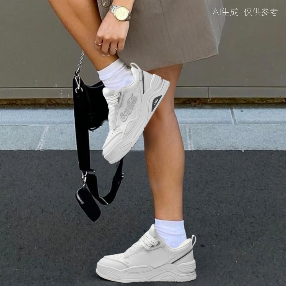 Coca Cola Puffy Shoes Low top Stylish Skateboarding Shoes Unisex White