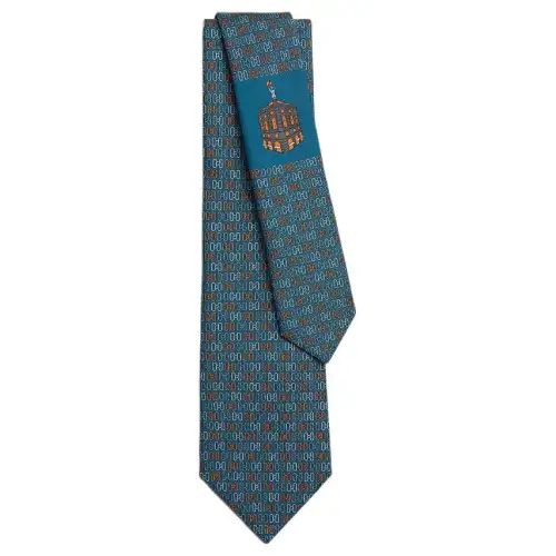 HERMES Faubourg Silk Ties Men's Blue